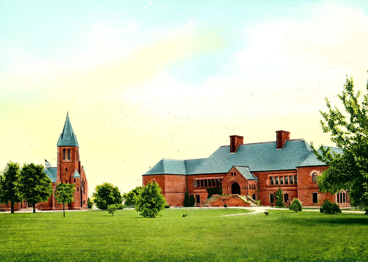 Chapel and Memorial Hall, Lawrenceville, NJ vintage print