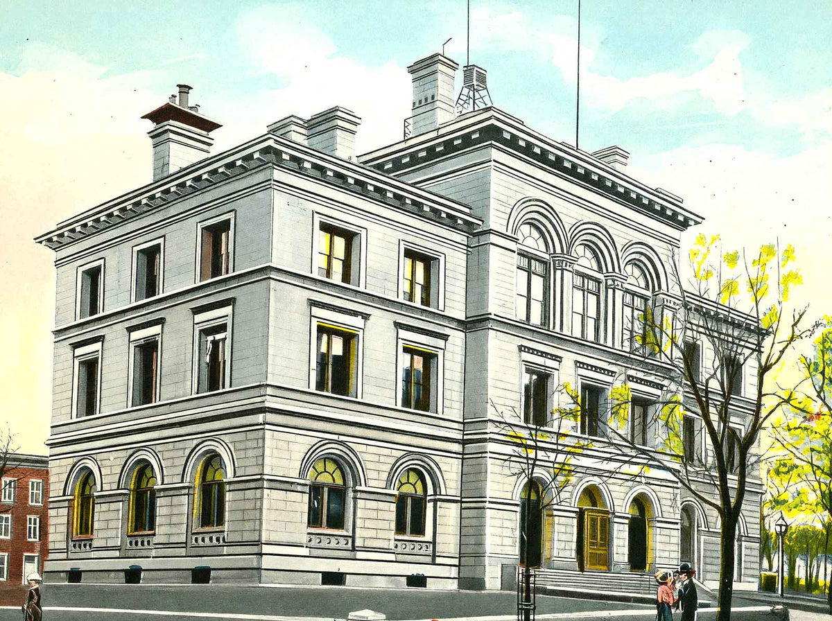 Post Office, Harrisburg PA in 1907 vintage print