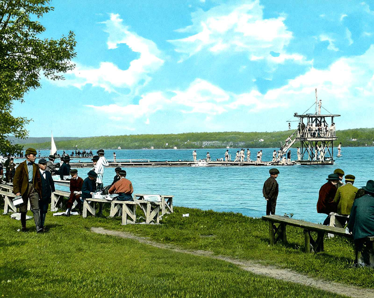 Waukesha Beach, WI in 1906 vintage print