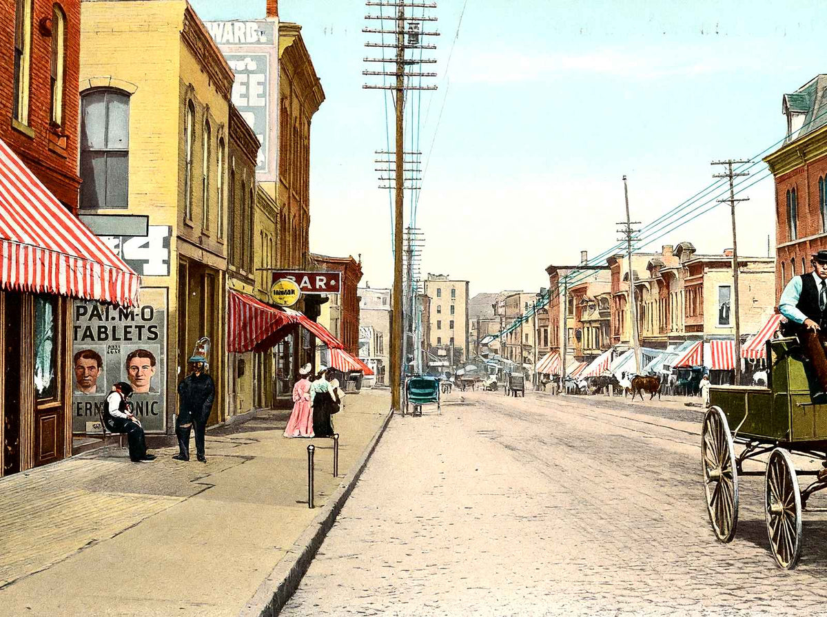 West Milwaukee St Near Jackson St, Janesville vintage print