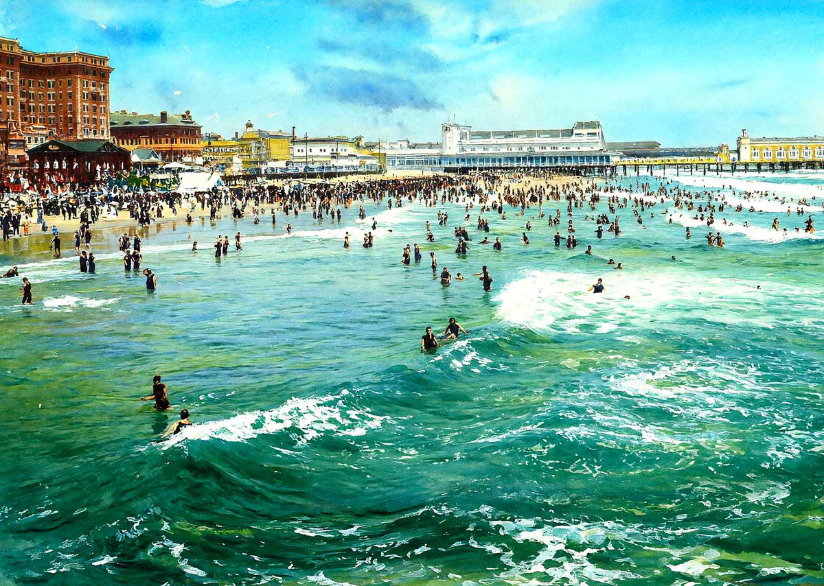 Noon Bathing, Atlantic City, NJ in 1901 art print