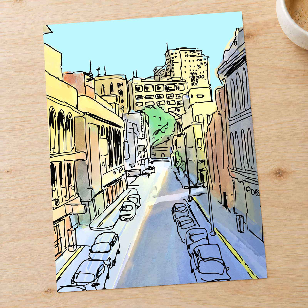 Paris Street Scene Illustration by Runend Art Art Print Wall Decor