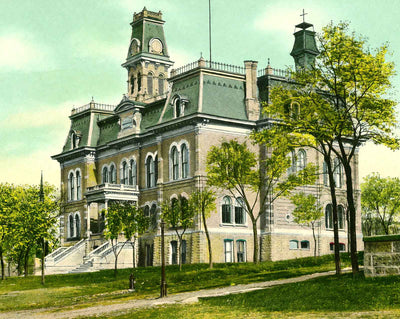 Rock County Court House, Janesville, WI 1907 vintage print