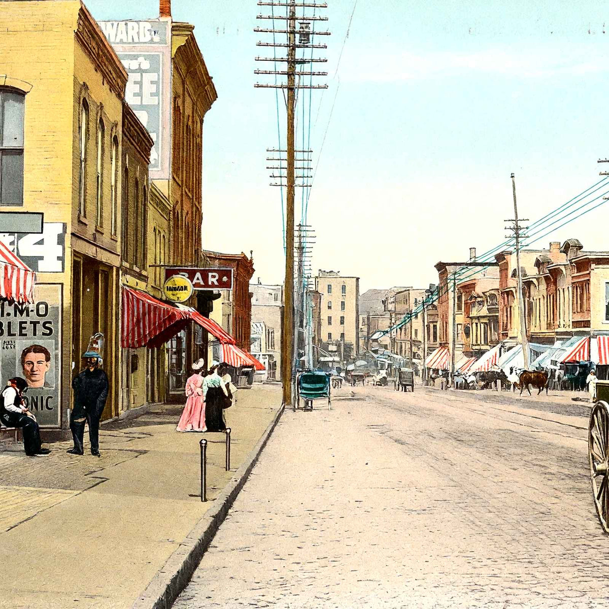 West Milwaukee St Near Jackson St, Janesville vintage print