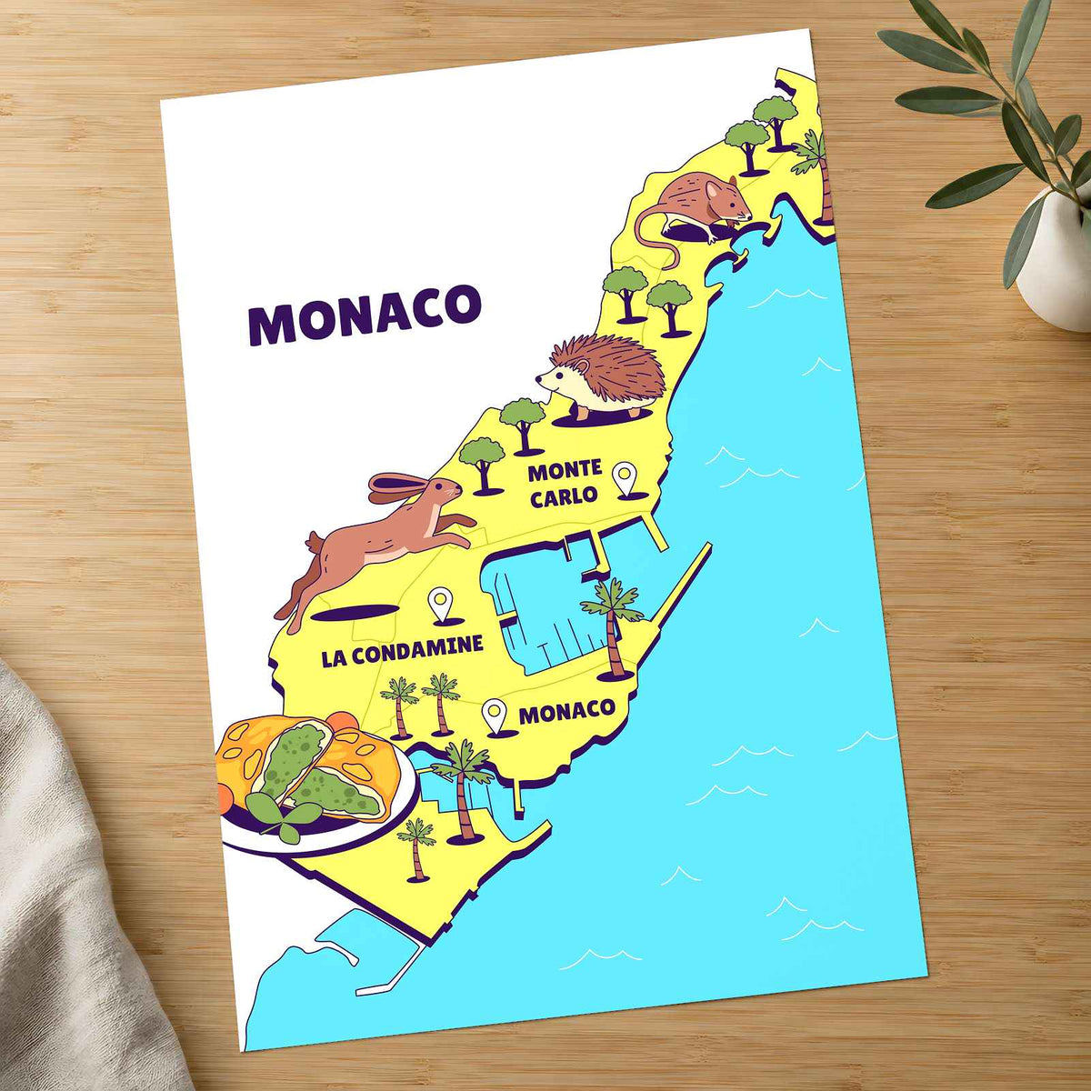 Map of the State of Monaco by Tri wiranto Art Print Wall Decor