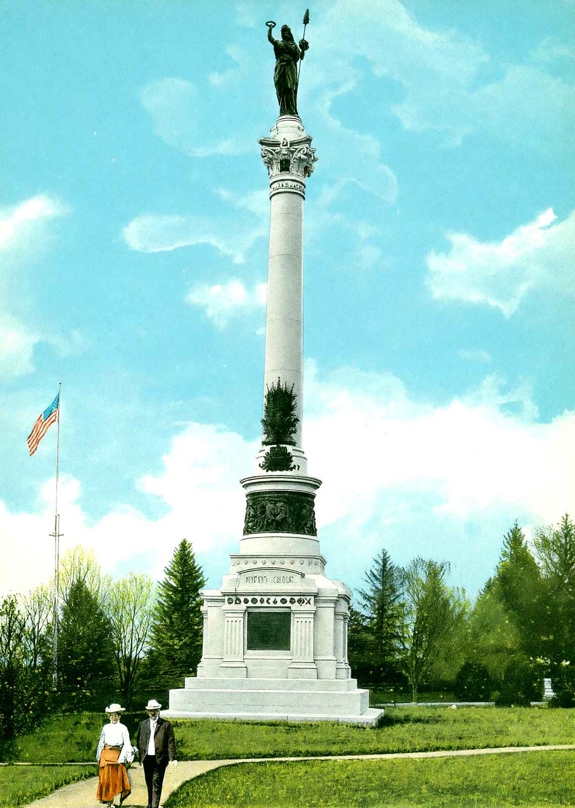 NY State Monument, Gettysburg PA in 1906 vintage print