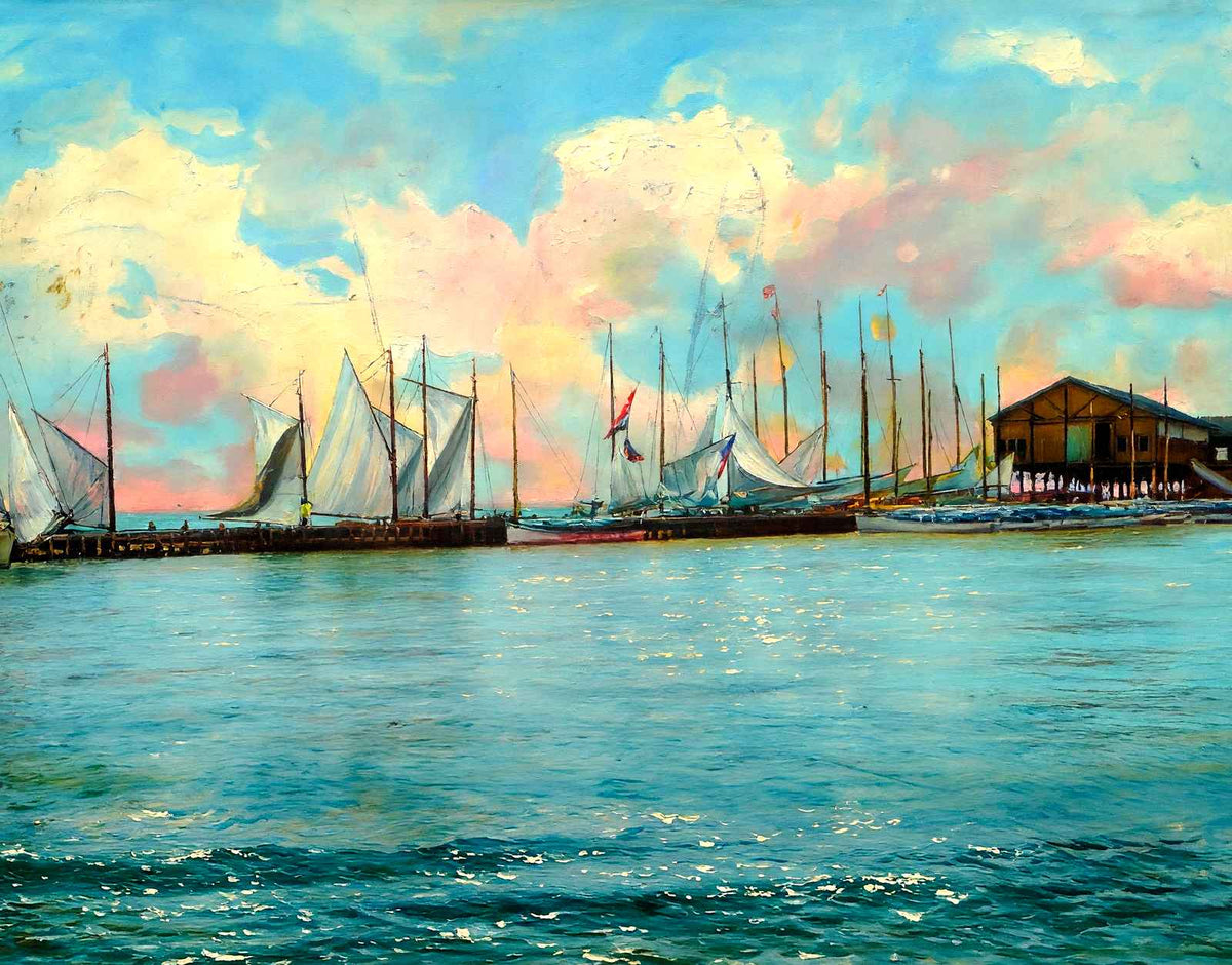 Inlet Boats, Atlantic City, NJ in 1901 art print