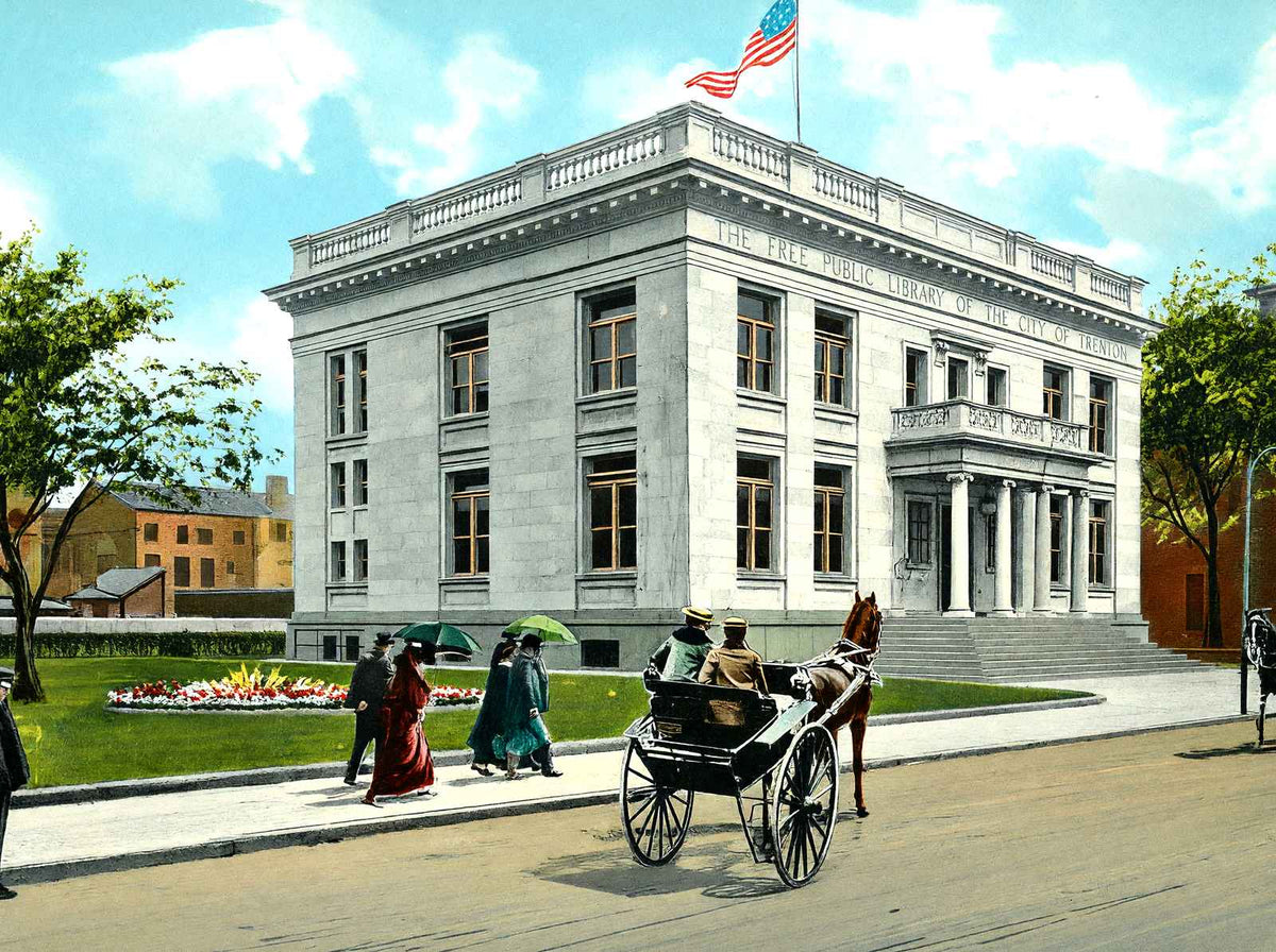 Free Public Library, Trenton, NJ in 1905 vintage print