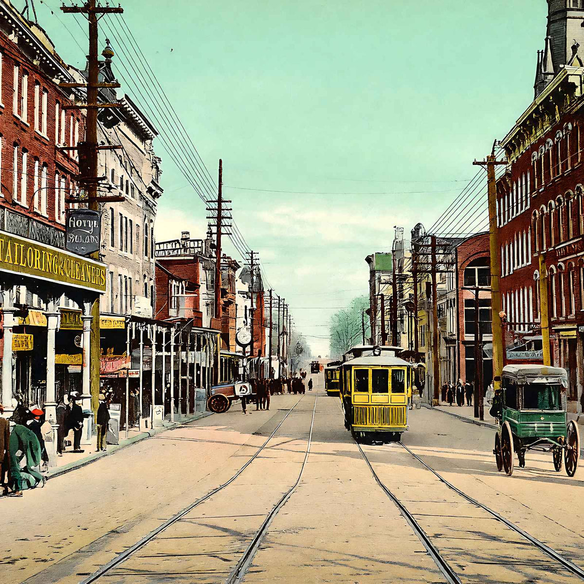 Hamilton Street, Allentown, PA in 1907 vintage print