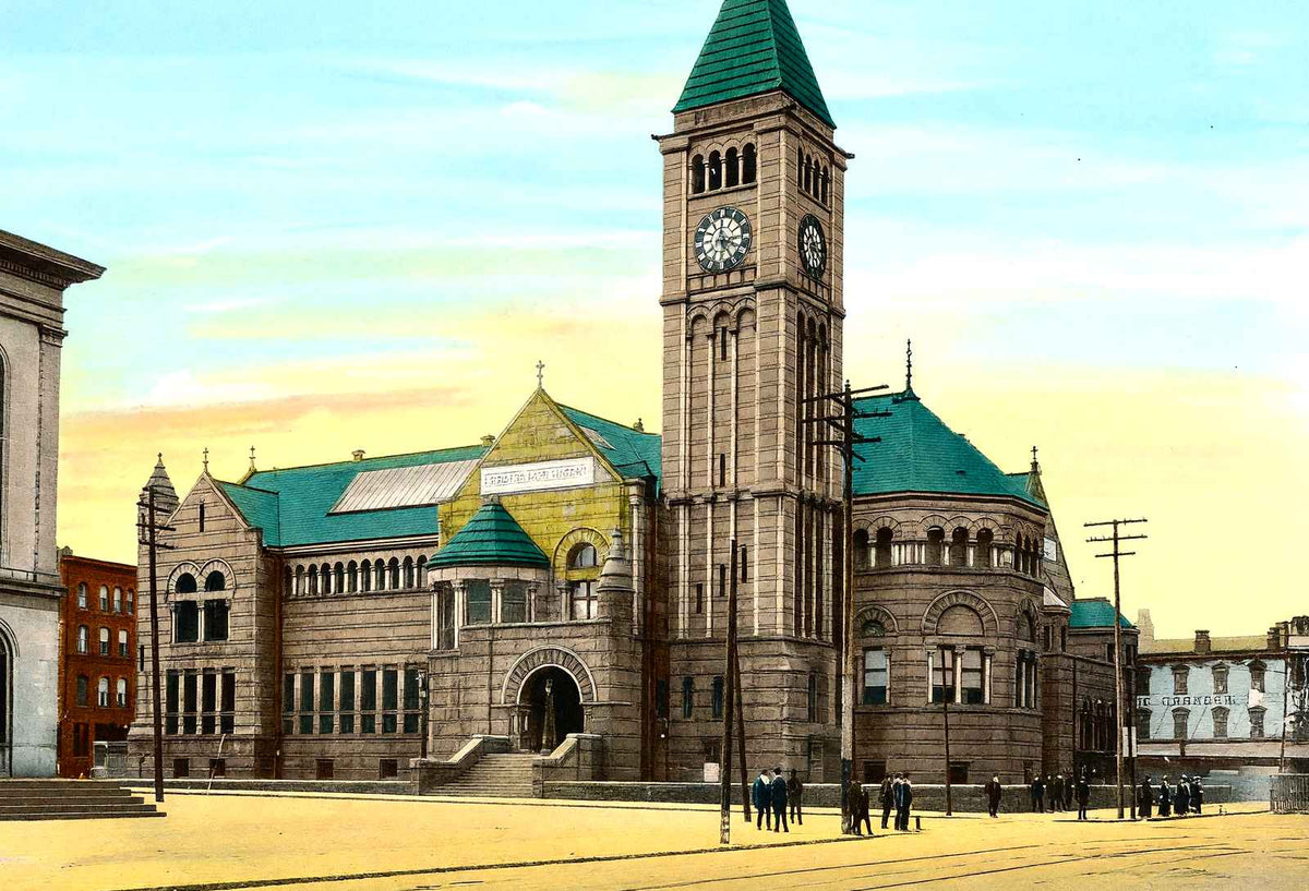 Carnegie Library, Allegheny PA in 1906 vintage print