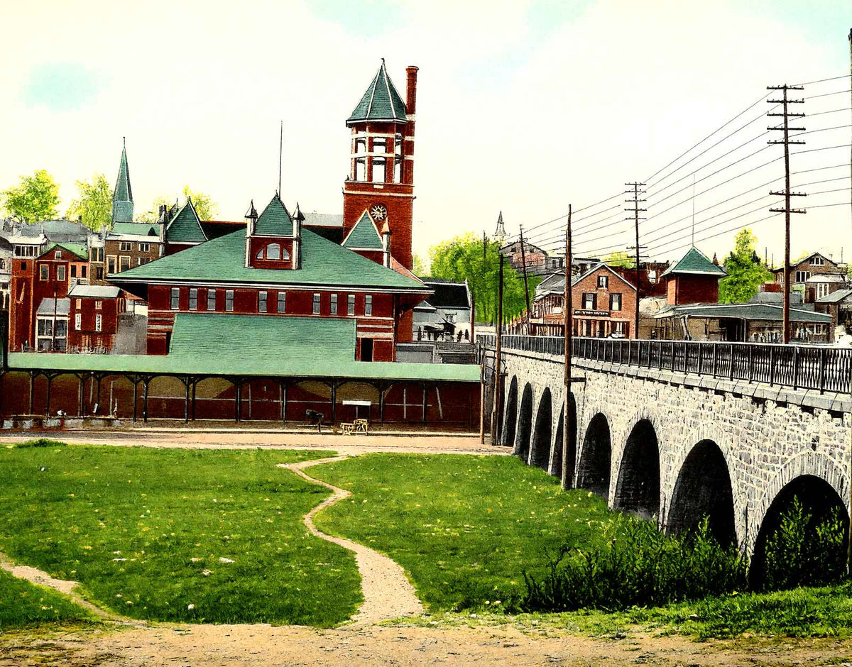 Lehigh Valley Station and Viaduct, Allentown vintage print