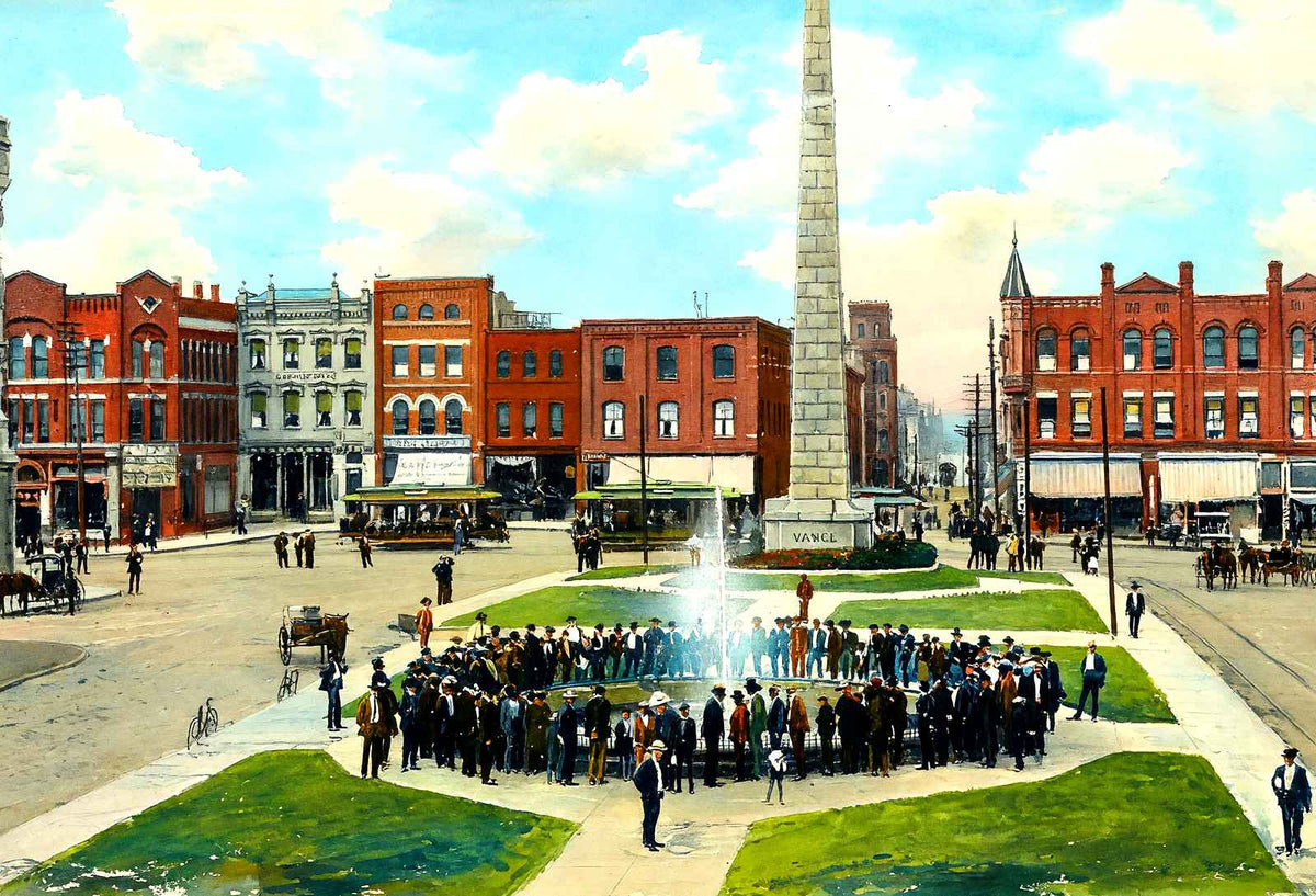 Pack Square, Asheville, NC in 1906 art print