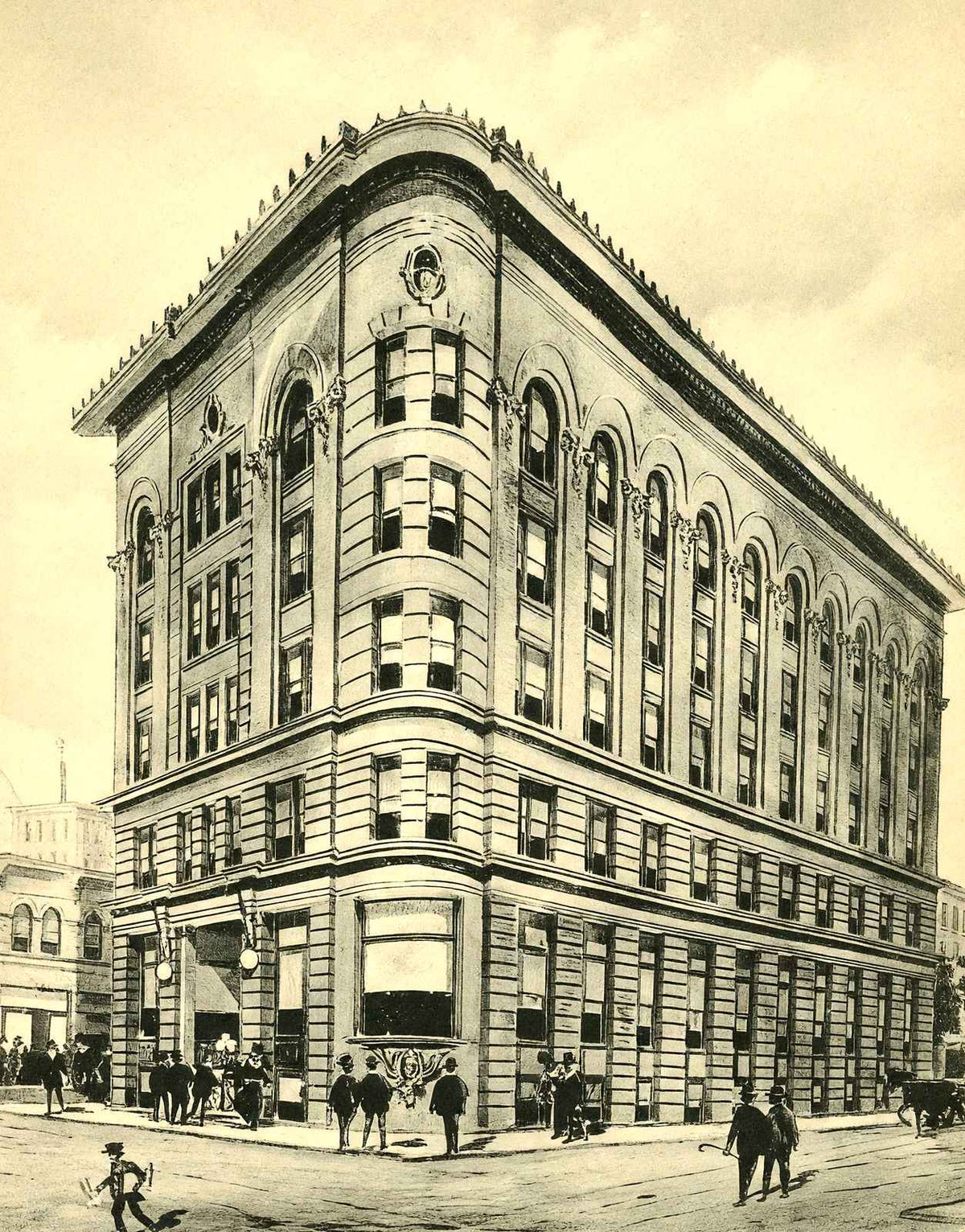 Trust Building, Durham, NC in 1904 vintage print