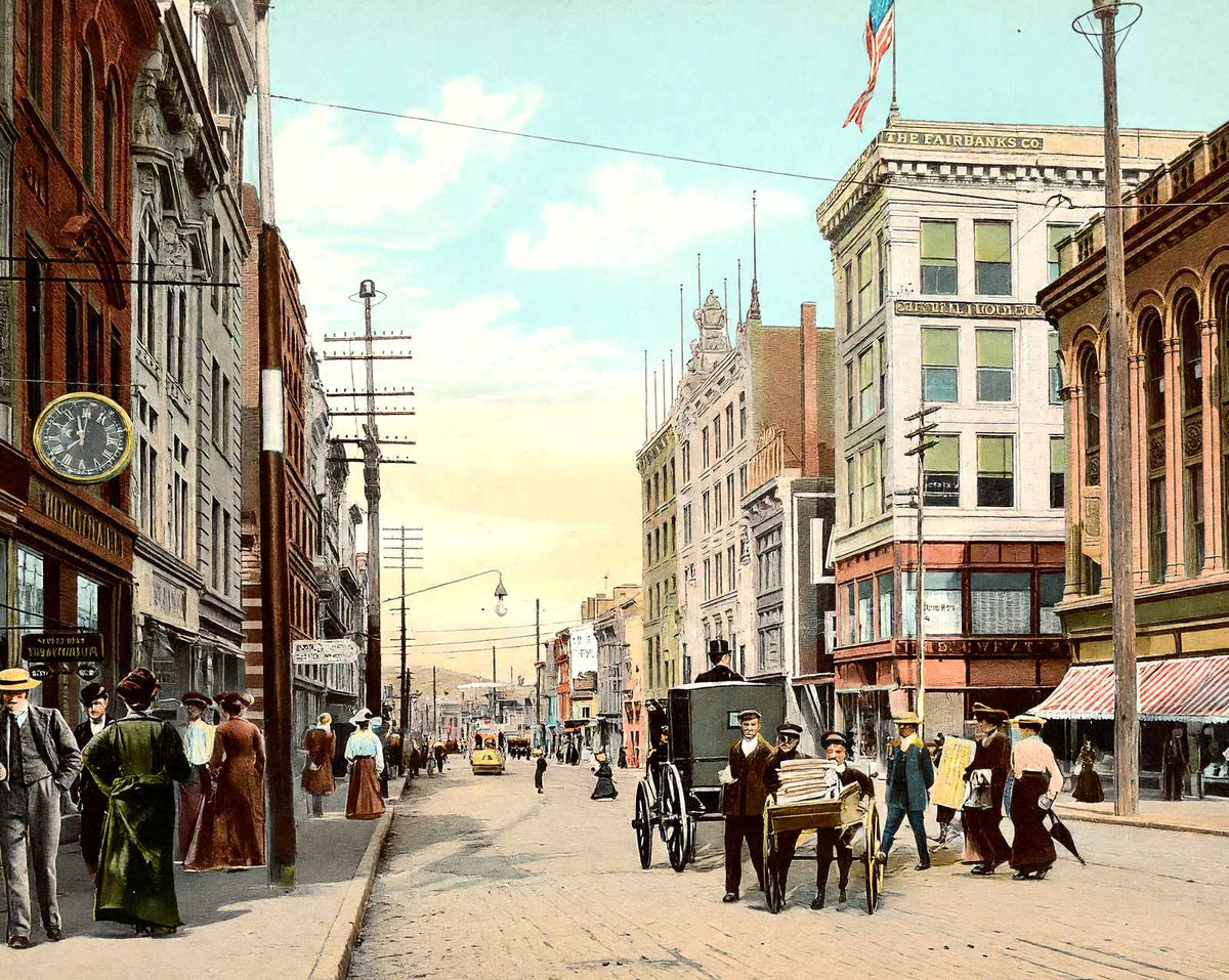 Patterson N Main Street, Paterson, NJ in 1905 vintage print