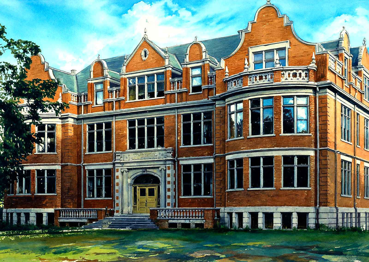 Stephenson Science Hall, Appleton, WI in 1905 painting