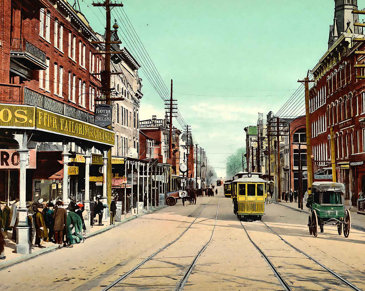 Hamilton Street, Allentown, PA in 1907 vintage print