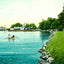 Picnic at Riverside Park, Neenah, WI 1908 vintage print