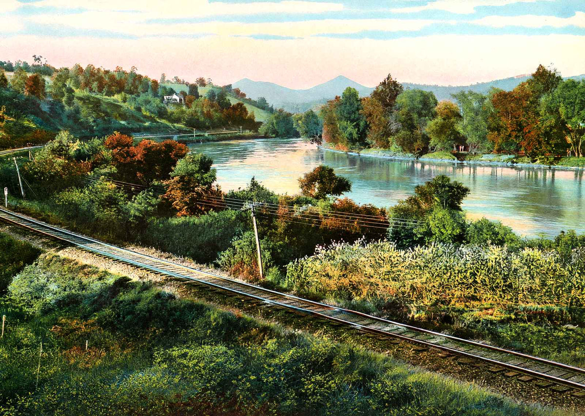 Along the French Broad River, Asheville, NC vintage print