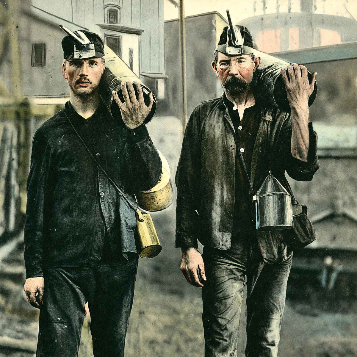 Coal Mining Carrying Powder to the Mine 1908 vintage print