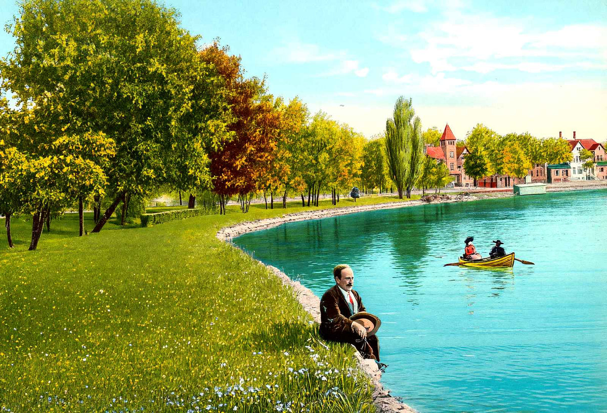Riverside Park, Neenah, WI in 1908 vintage print