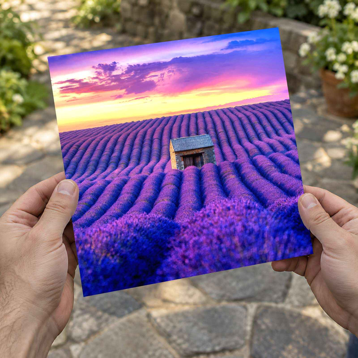 Beautiful Lavender Field at Sunset Photo Print Wall Decor