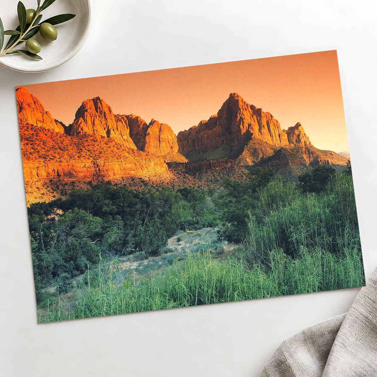Glowing Sandstone Mountains Photo Print Wall Decor