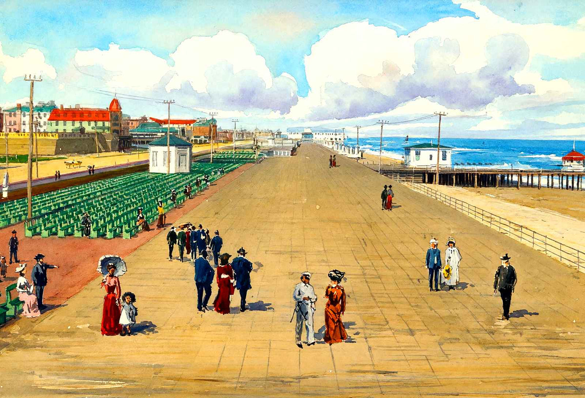 Boardwalk, Asbury Park, NJ in 1905 art print