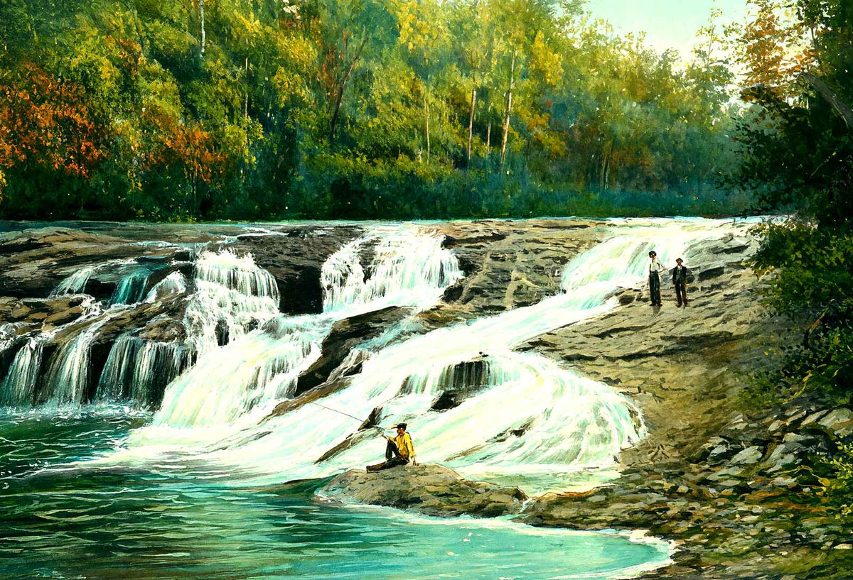 Green River Falls, Hendersonville, NC in 1907 art print