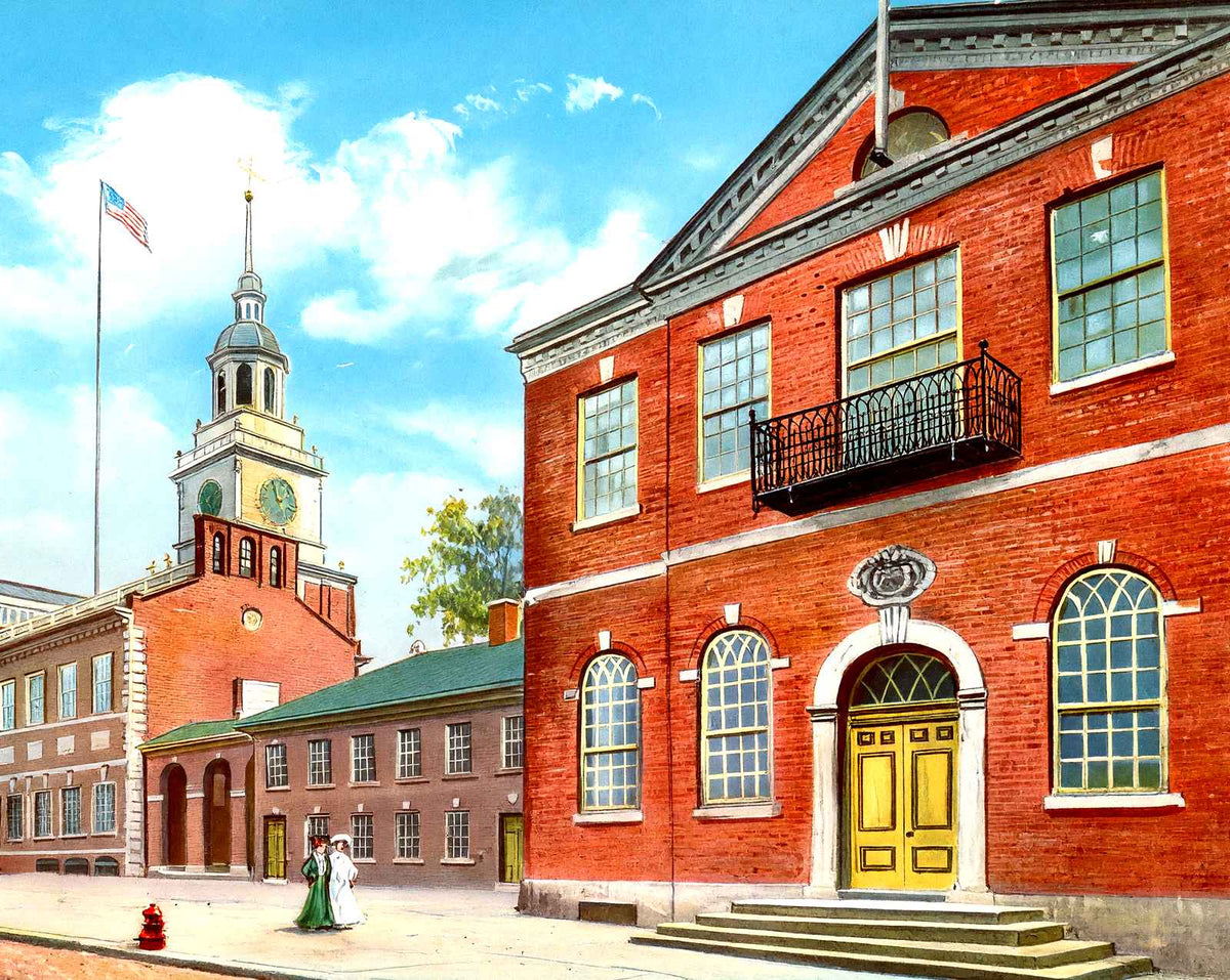 Independence Hall, Philadelphia PA in 1906 vintage print