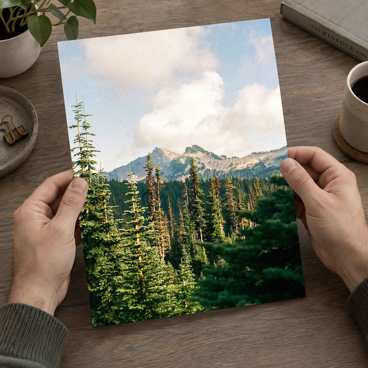 Forest and Mountains under a Cloudy Sky by Hans Photo Print Wall Decor