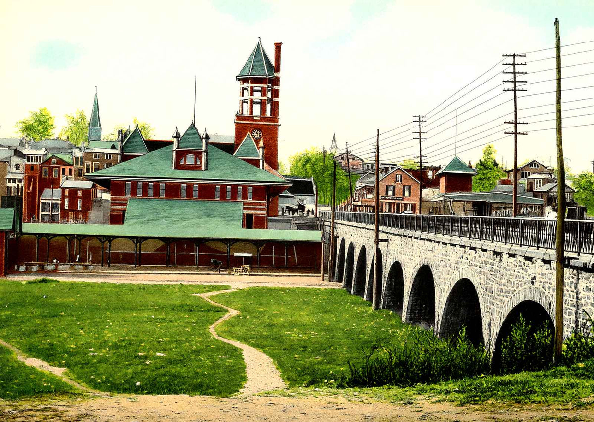 Lehigh Valley Station and Viaduct, Allentown vintage print