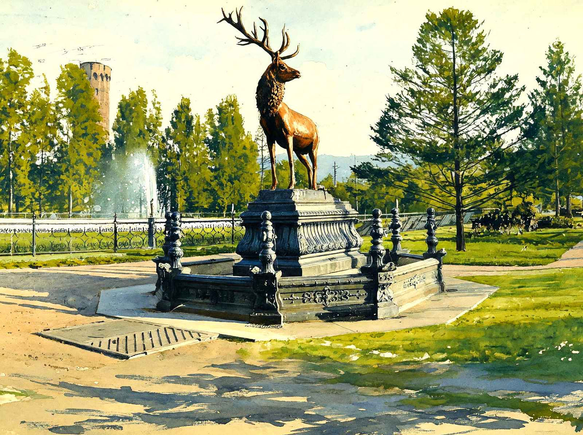 Elk Fountain, City Park, Reading, PA 1903 art print