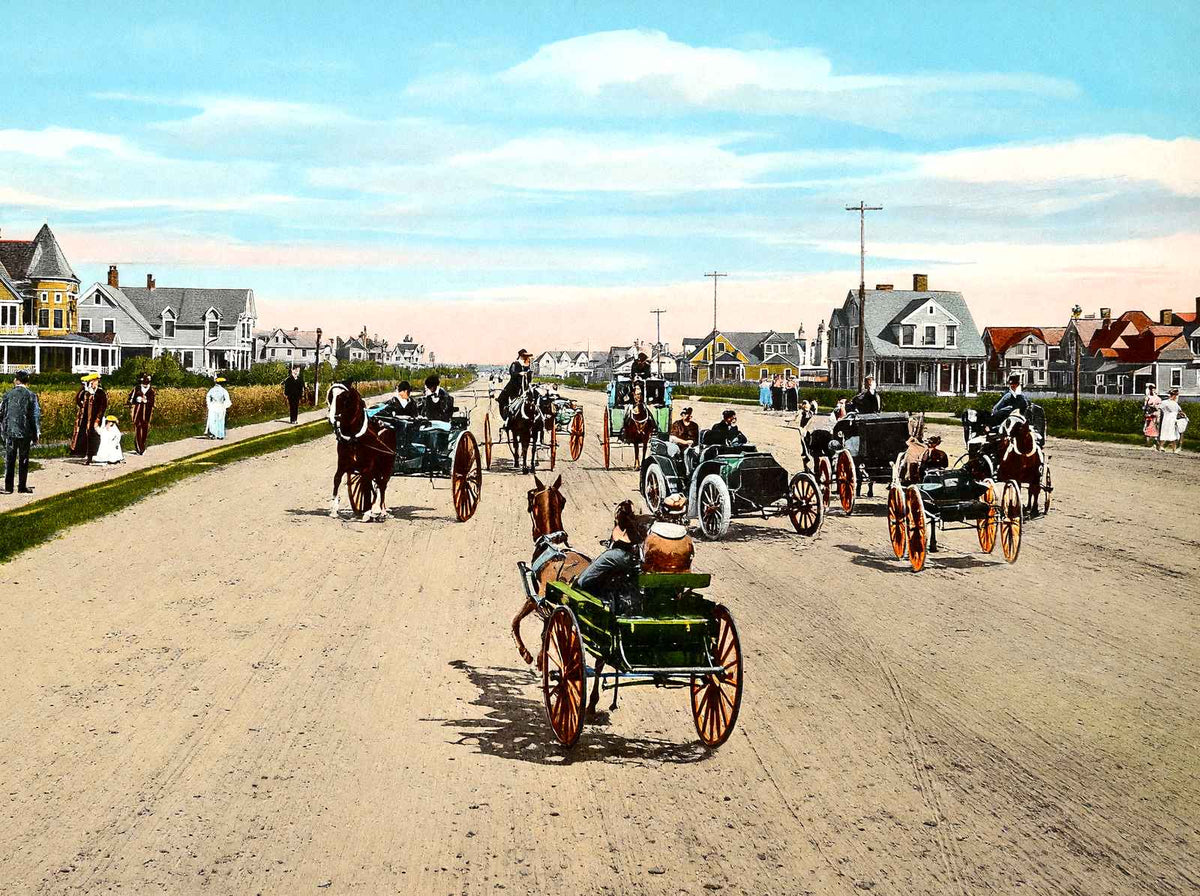 Ocean Avenue, Long Branch, NJ in 1905 vintage print