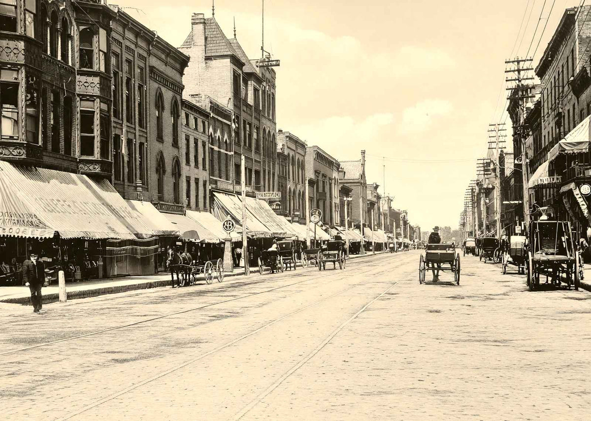 Main Street, Racine, WI in 1904 vintage print