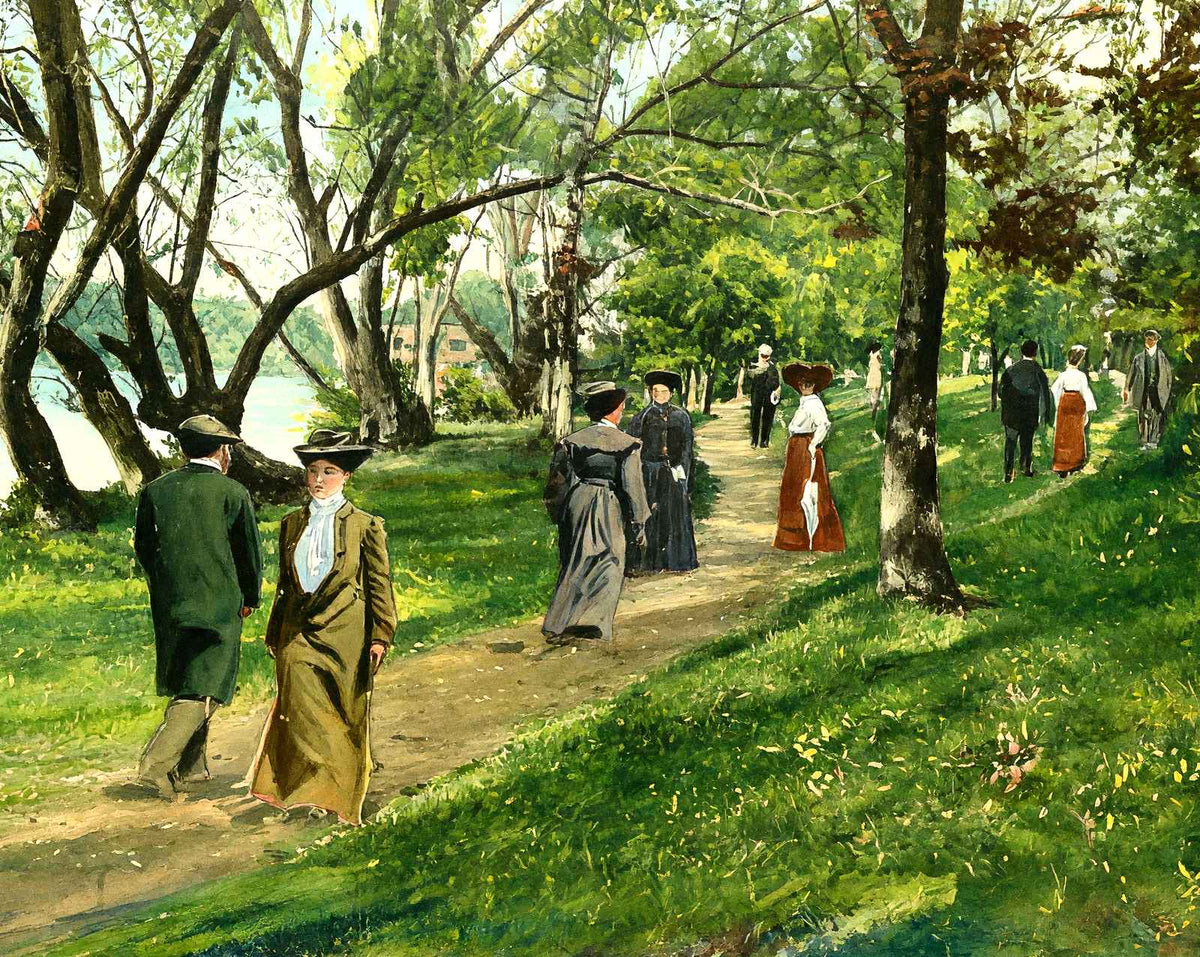 Path by the Lake, Lakewood, NJ in 1905 painting