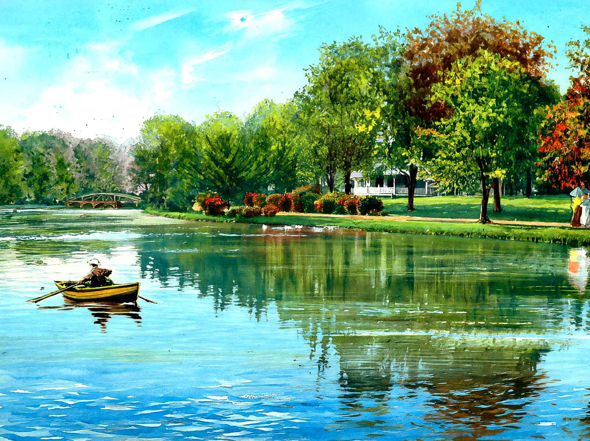 Lake on the Rumson Road, Red Bank, NJ in 1906 art print