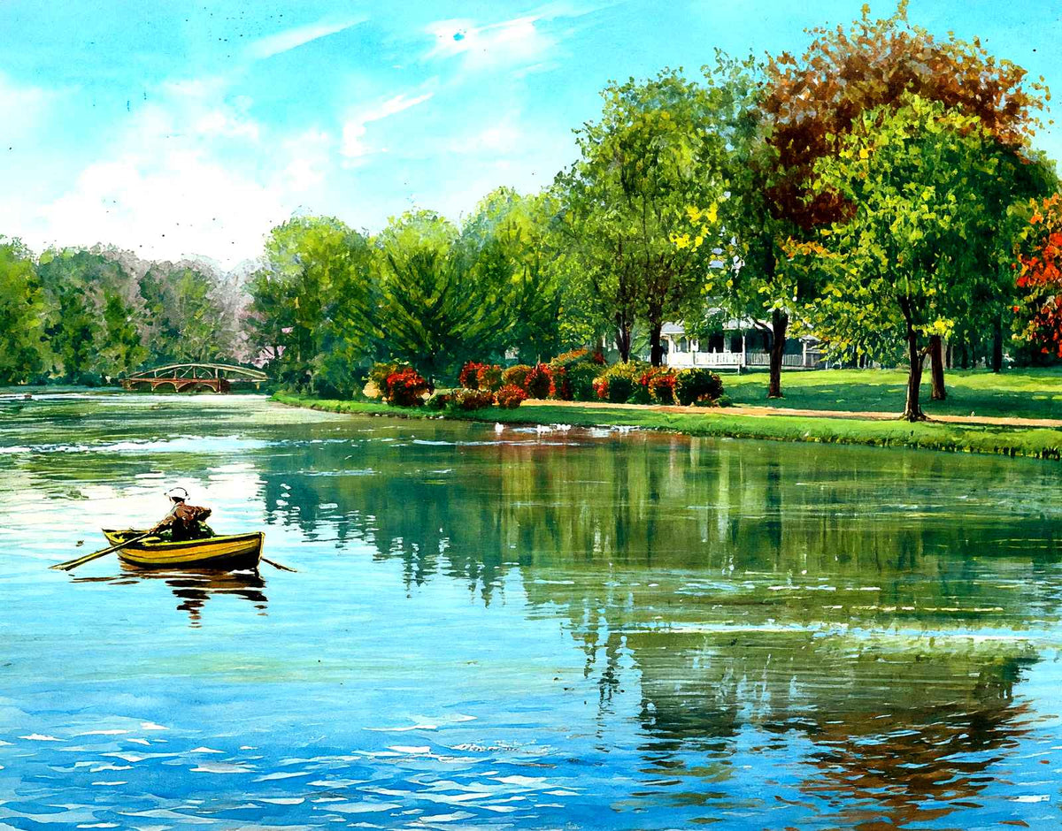 Lake on the Rumson Road, Red Bank, NJ in 1906 art print