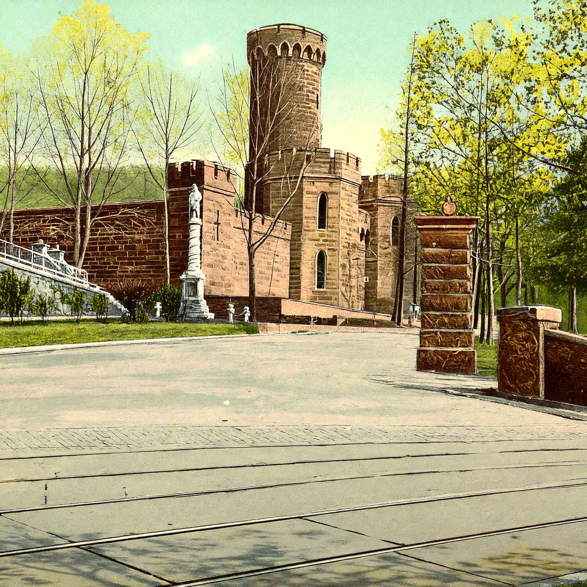 Entrance to City Park, Reading, PA in 1907 vintage print