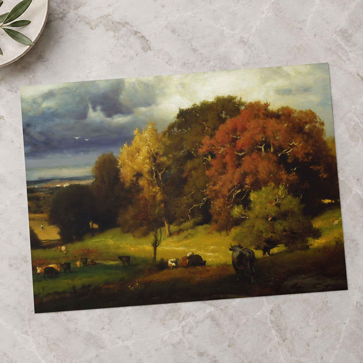 Autumn Oaks painting print by George Inness (1875)