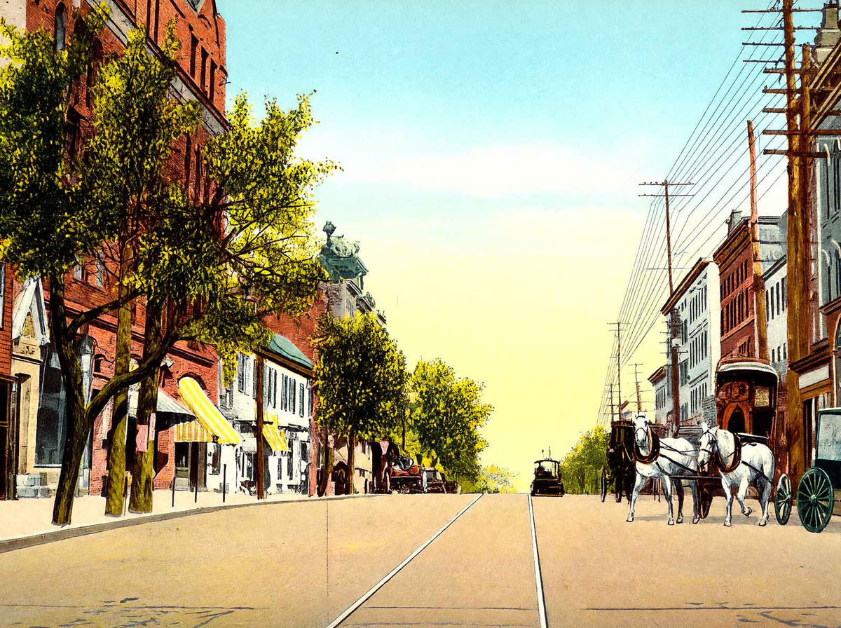 South Main Street, Bethlehem PA in 1912 vintage print