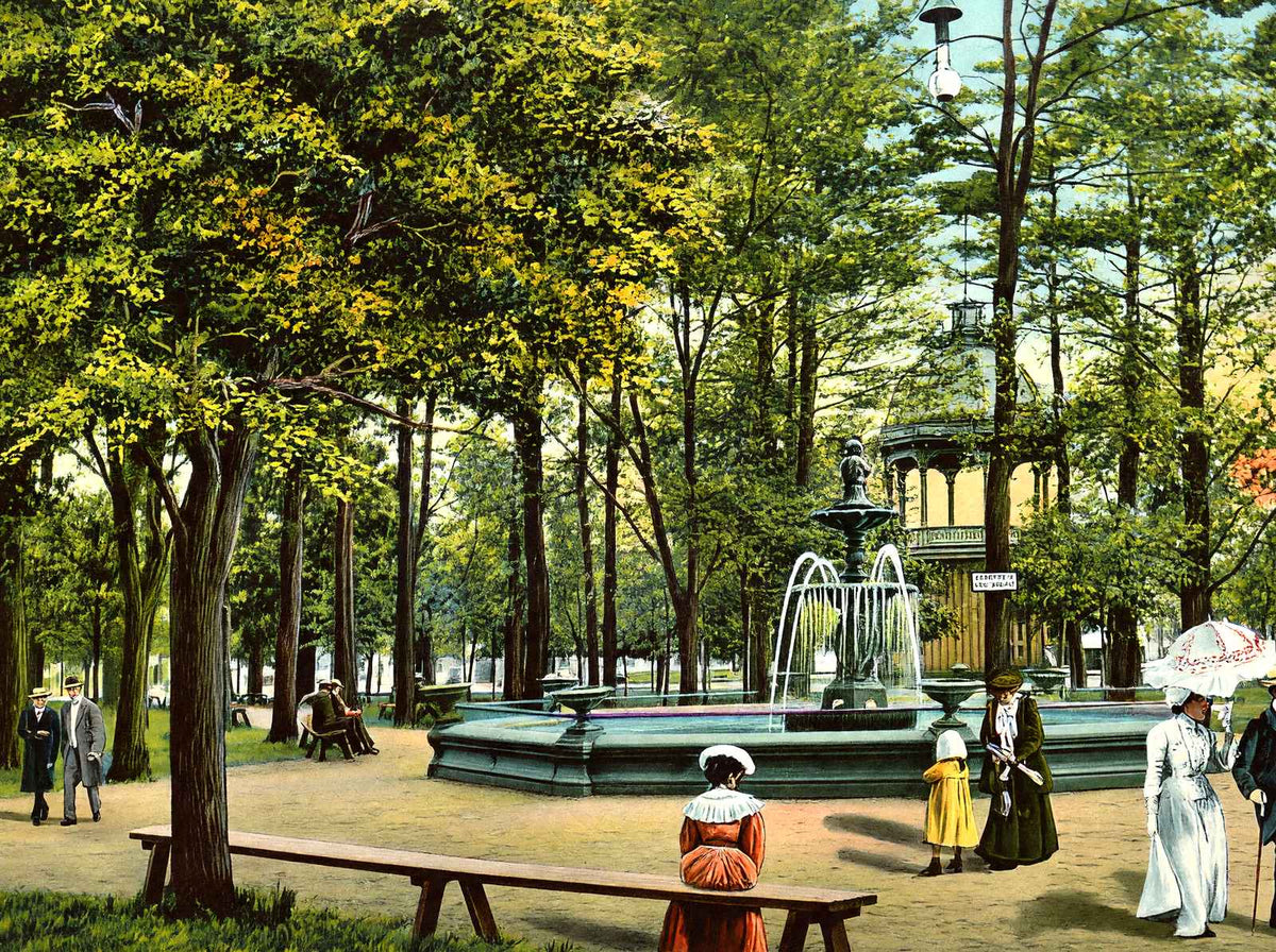 Fountain Park, Sheboygan, WI in 1907 vintage print