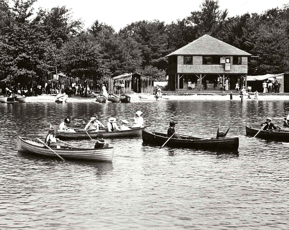 The Beach, Eagles Mere, PA in 1905 vintage photo print
