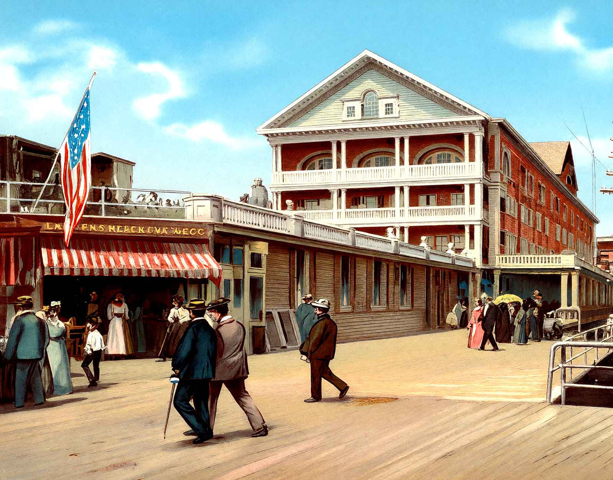 Hotel Luray from Boardwalk, Atlantic City, NJ vintage print