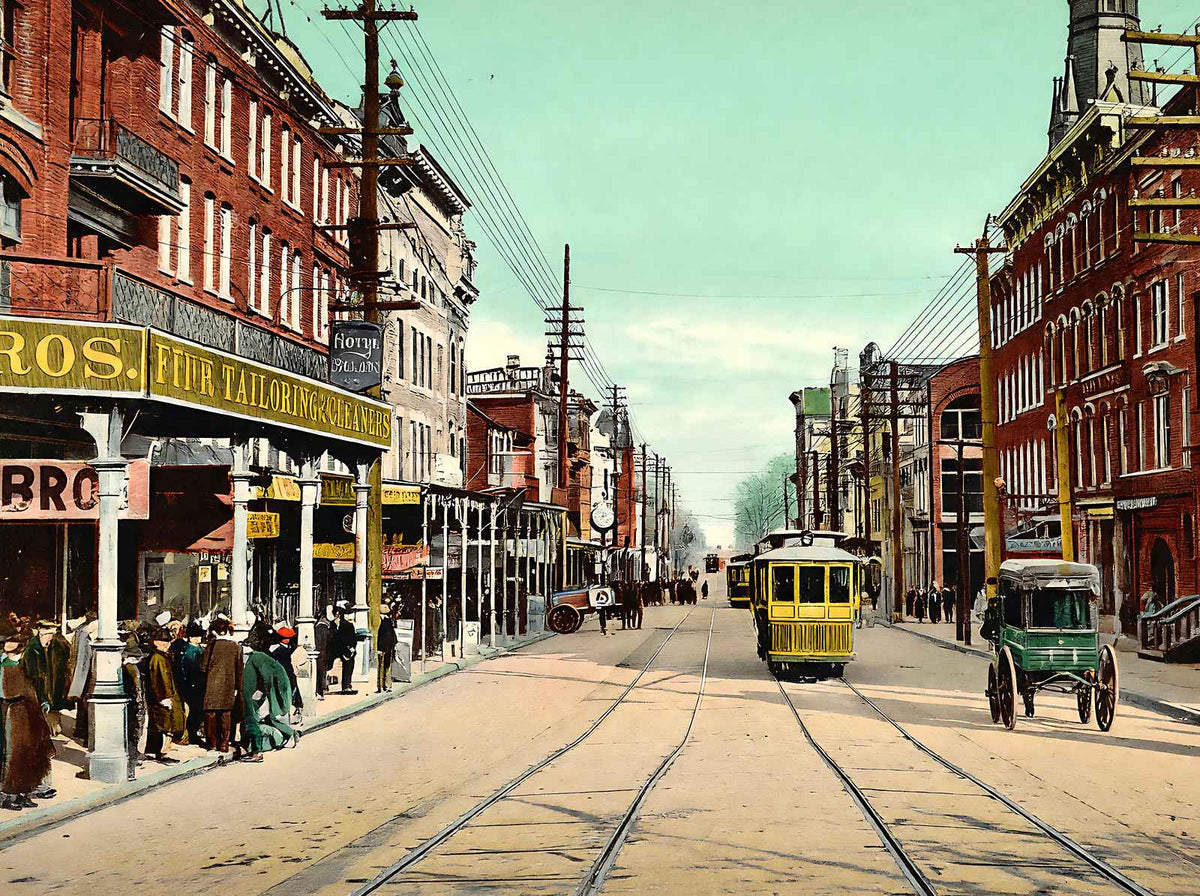 Hamilton Street, Allentown, PA in 1907 vintage print