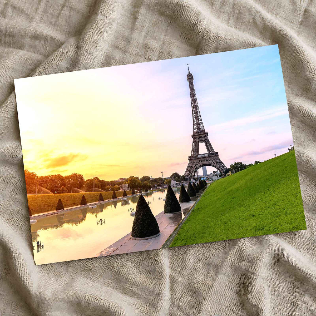 Eiffel Tower Rising Above a Reflecting Pool Photo Print Wall Decor