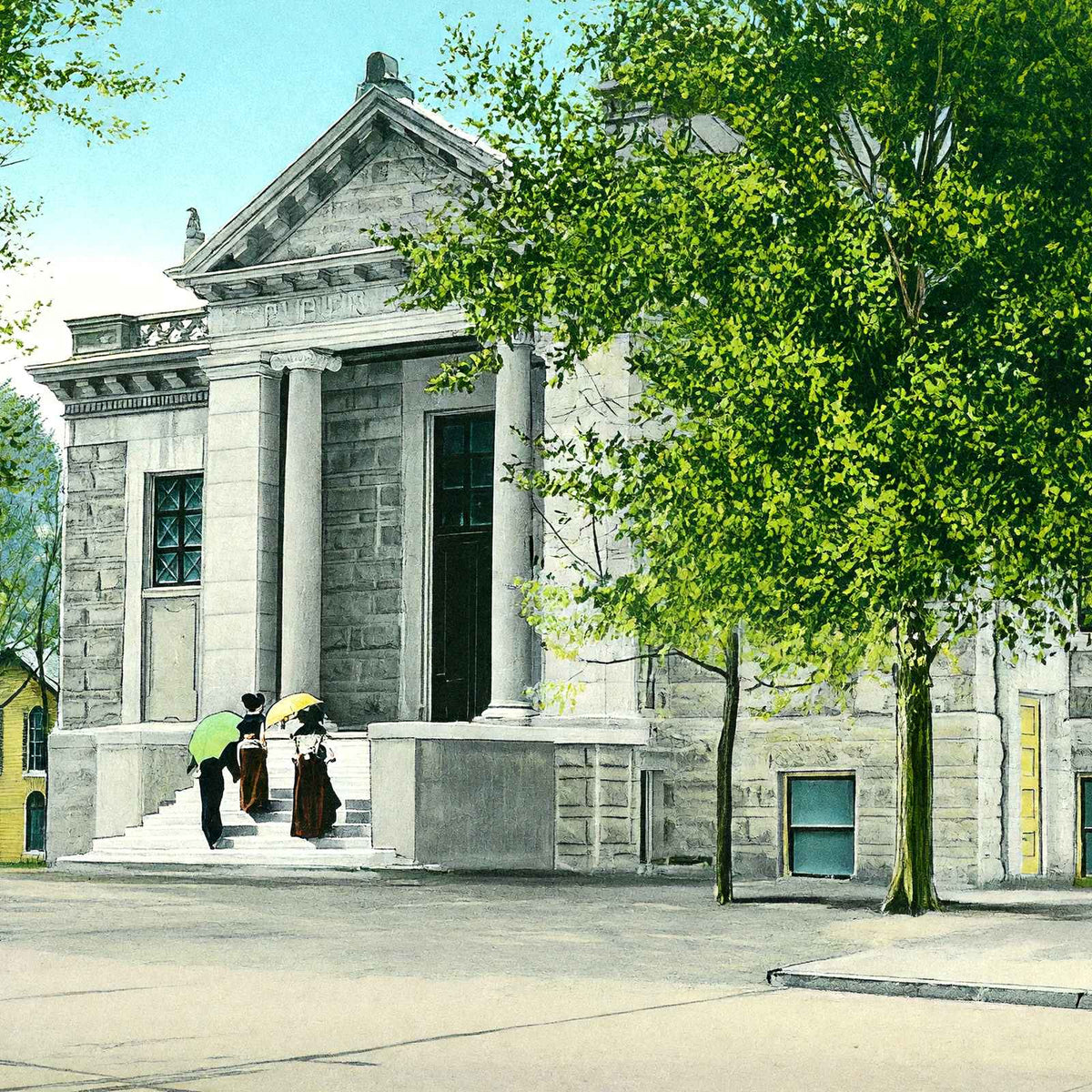 Public Library, Waukesha, WI in 1906 vintage print