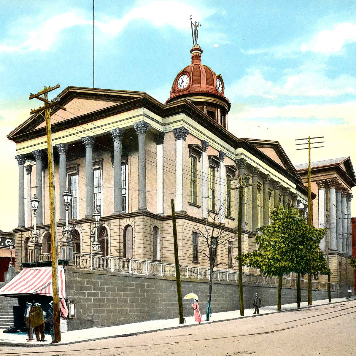 Court House, Lancaster PA in 1907 vintage print