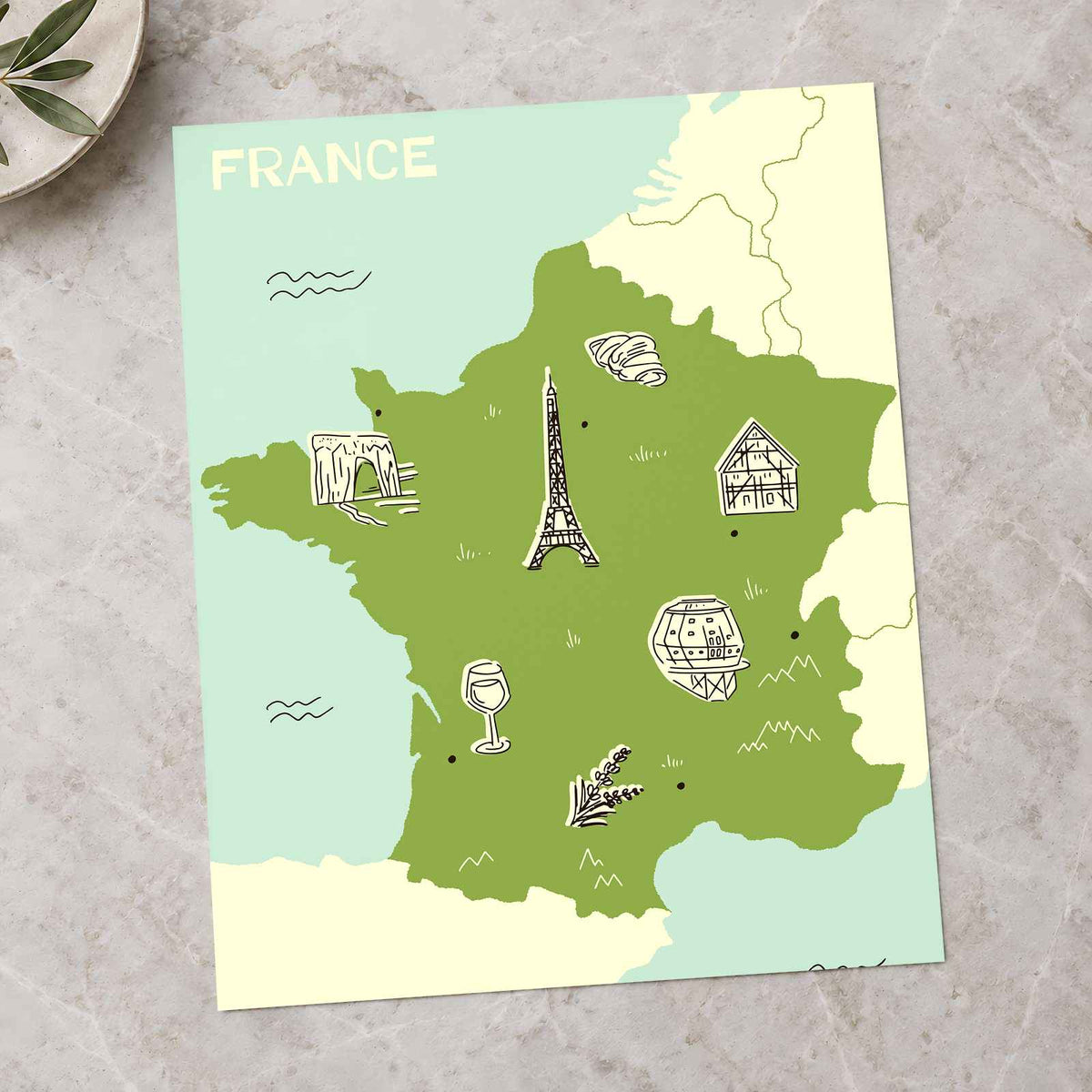 Map of France Regional Graphics by Sofia Gazarian Art Print Wall Decor
