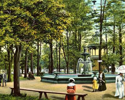 Fountain Park, Sheboygan, WI in 1907 vintage print