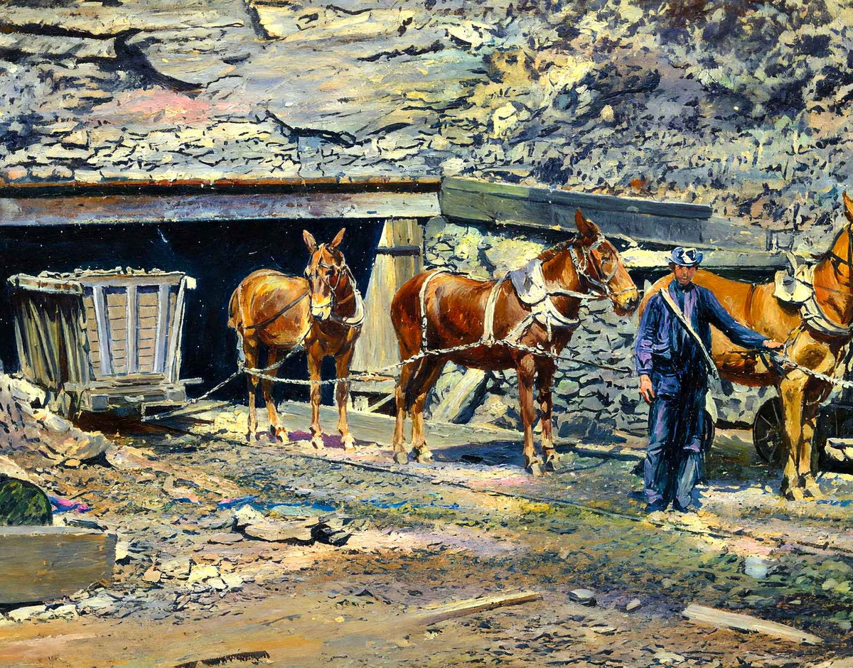 Coal Mining Train Leaving the Mine in 1907 art print
